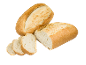 Två bröd och tre skivor på svart bakgrund.