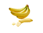 En klase gula bananer och en skivad banan.