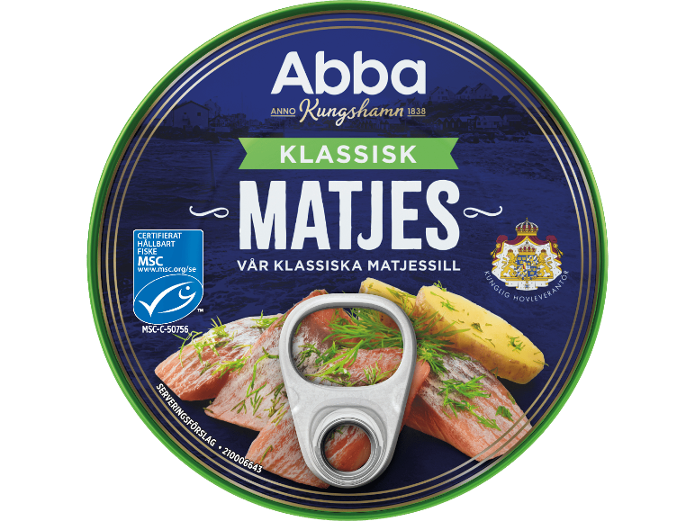 Burk med matjessill, potatis och dill, med certifikat för hållbart fiske.