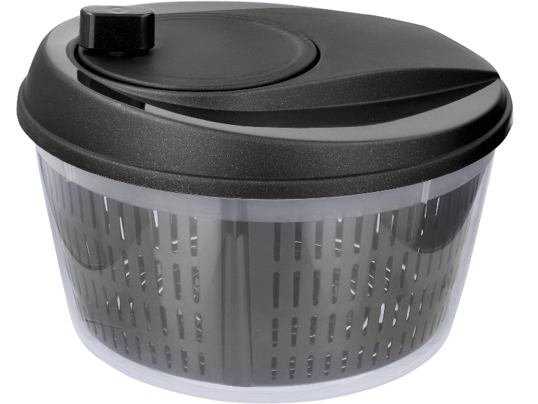 Transparent salladsslunga med svart lock