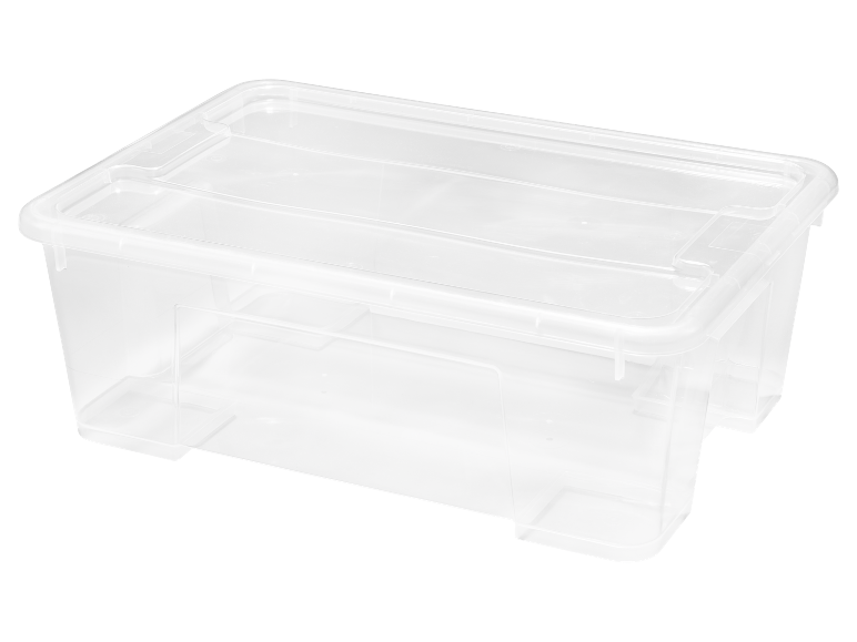 Klar plastförvaringslåda med lock