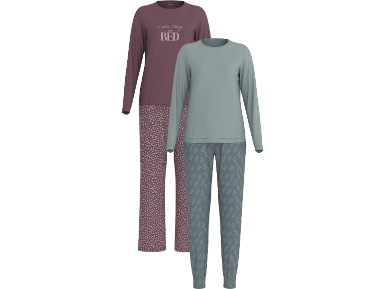 Esmara långärmad pyjamas för damer i två olika färger och mönster