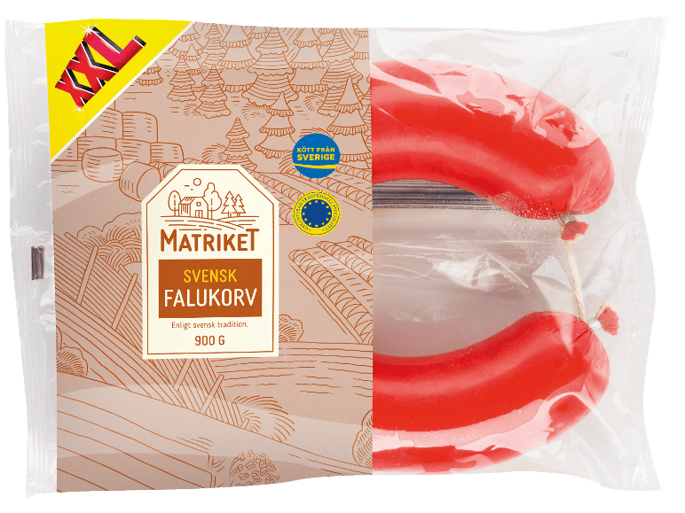 Matriket svensk falukorv, XXL-förpackning på 900 g.