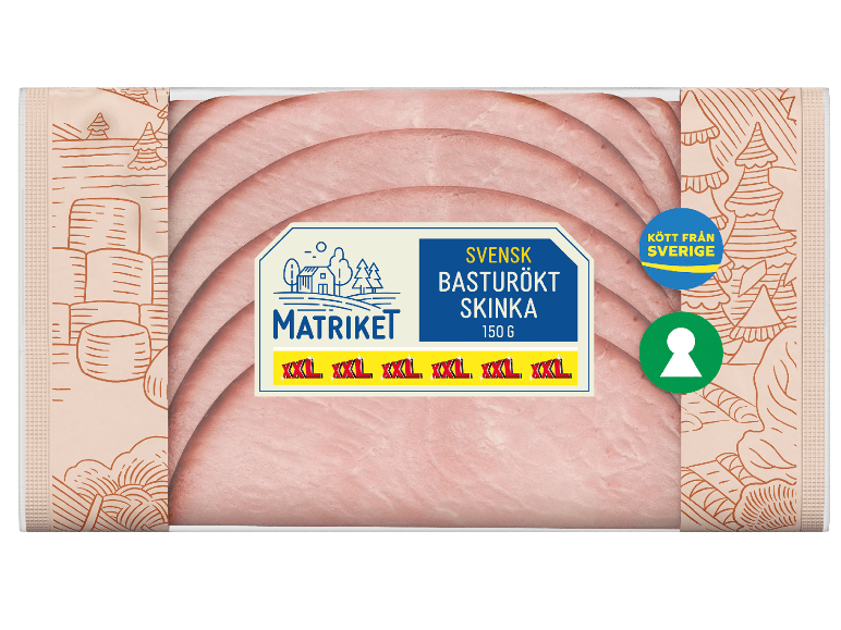 Matriket svensk basturökt skinka, 150 g