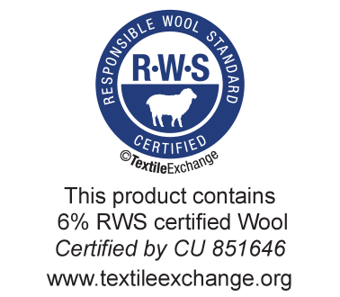RWS-certifierad ullmärkning: 6% RWS-certifierad ull, CU 851646.