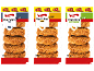 Tre XXL-förpackningar med köttfärsbiffar: fläsk, fågel och fågel med grönsaker.