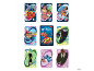 Nio Lilo & Stitch-kort, inklusive action- och karaktärskort, med spelets logotyp i mitten.