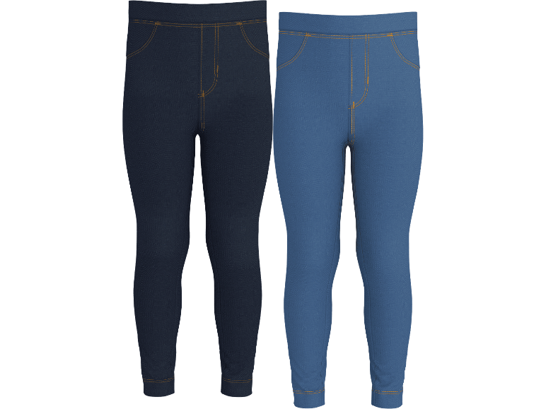 Lupilu termojeggings för flickor i denimlook, mörkblå och ljusblå