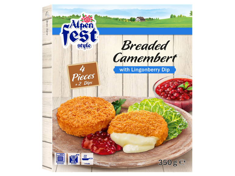 Panerad camembert med lingonsylt, 4 bitar, 350g
