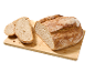 Skivat lantbröd på en träskärbräda.