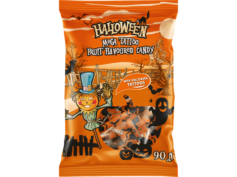Halloween Sweet Corner fruktgodis med megatatueringar, 90 g
