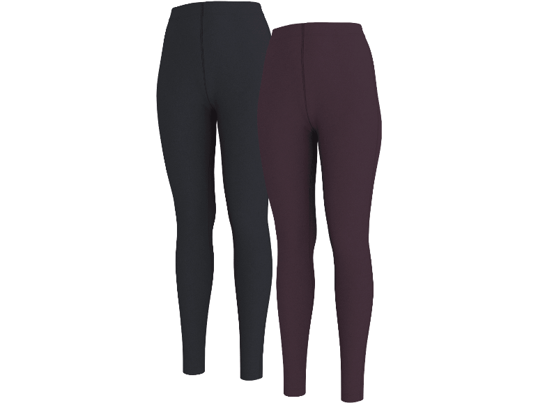 Esmara leggings för damer i mörkgrått och plommonlila, 2-pack