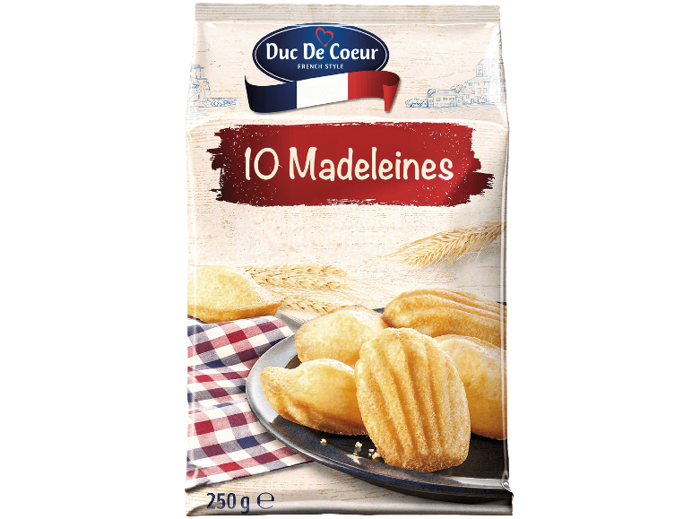 Förpackning med 10 franska madeleinekakor, 250 g.