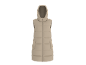 Lång beige quiltad damväst med huva