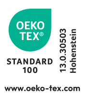 OEKO-TEX STANDARD 100 certifikat med nummer 13.0.30503 Hohenstein.