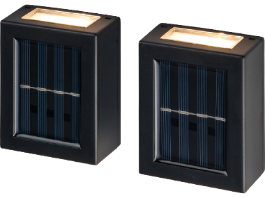 Livarno Solcellsdriven LED-vägglampa, 2-pack