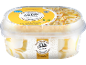 Citron- och vit chokladglass i en plastbytta