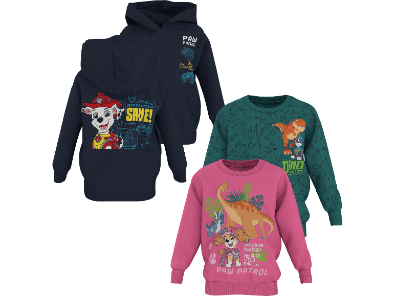 Lupilu Paw Patrol-tröjor och luvtröjor för barn med dinosauriemotiv.