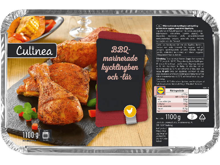 Culinea BBQ-marinerade kycklingben och -lår, 1100 g.