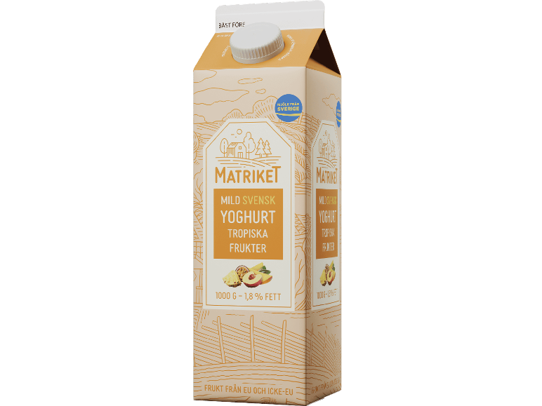 Matriket mild svensk yoghurt med tropiska frukter, 1000 g