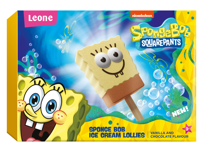 SpongeBob glasspinnar, vanilj- och chokladsmak, för åldrarna 3+