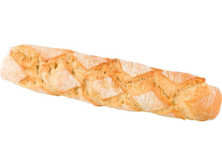 Rustikt bröd med diagonala snitt och gyllene skorpa.