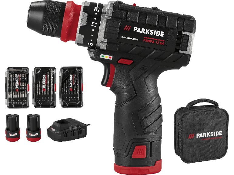 Parkside Performance 12 V sladdlös borrmaskin med tillbehör och väska
