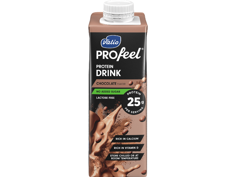 Chokladproteindryck med 25g protein per portion, utan tillsatt socker och laktosfri.