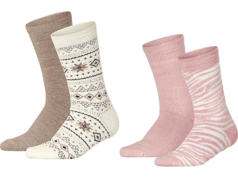 Esmara termosockor för damer i två 2-pack - bruna och rosa nyanser.
