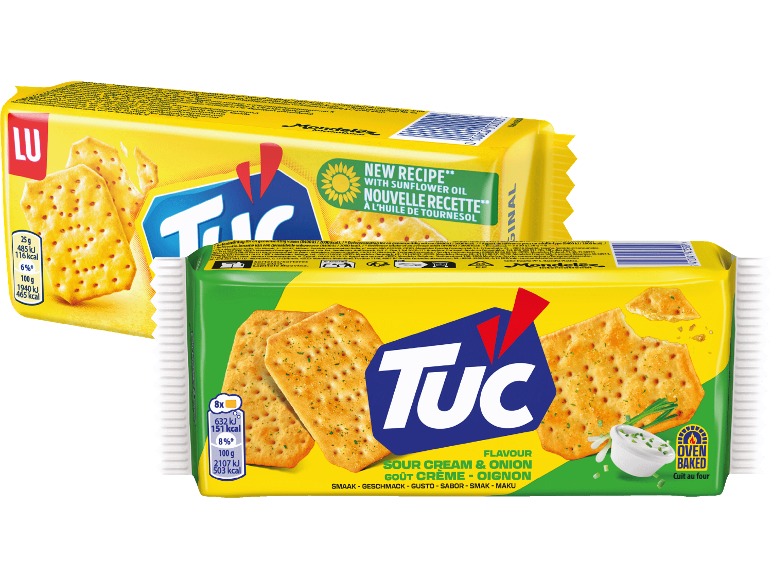 Två kexpaket, ett original och ett med smak av gräddfil och lök.