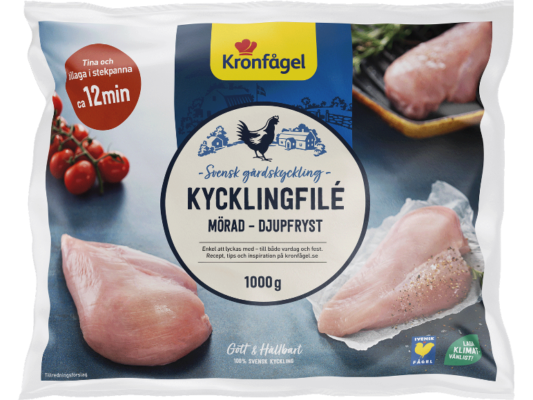 Fryst kycklingfilé med tomater, tillagningstid 12 minuter, 1000g.