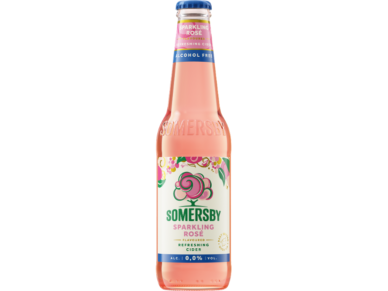 Rosa alkoholfri mousserande cider med uppfriskande smak.