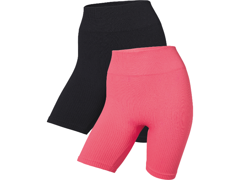 Svarta och rosa ribbade cykelshorts för damer