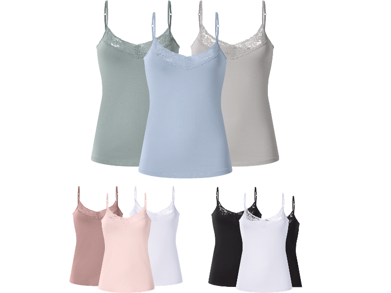Damlinnen med spets i olika färger: grön, blå, beige, rosa, vit och svart.