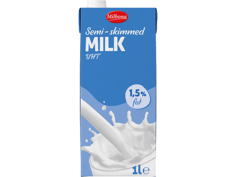 Milbona mellanmjölk UHT 1,5% fett, 1 l.