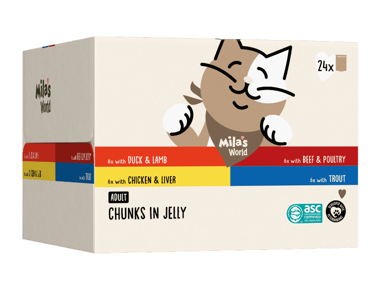 Mila's World våtfoder för katt i gelé, 24-pack
