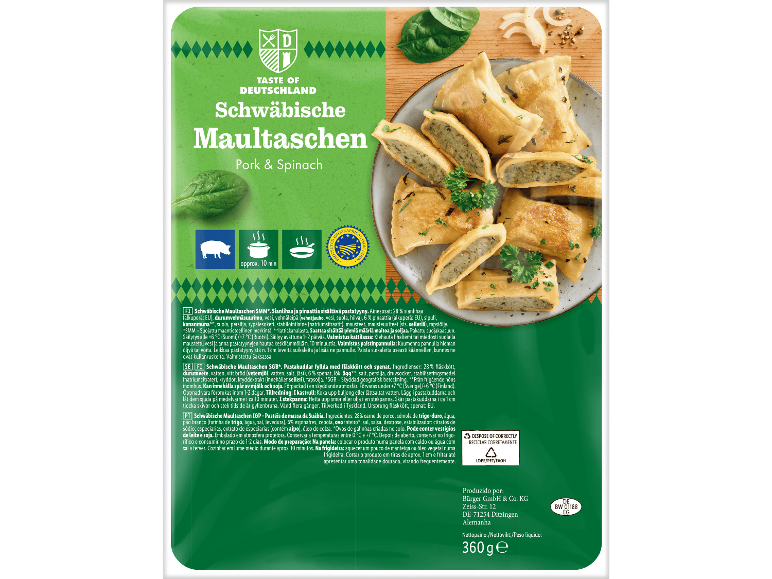Schwäbische Maultaschen med fläskkött och spenat, 360 g
