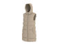 Lång beige vadderad damväst med huva