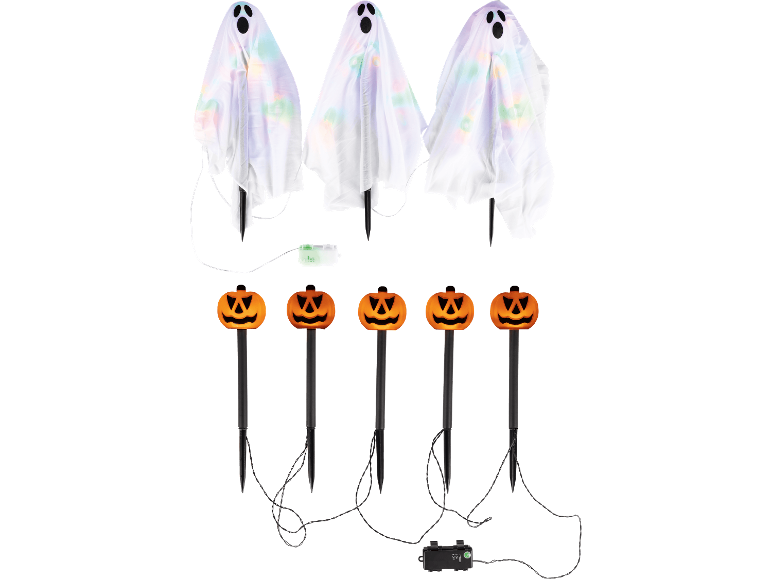 LED Halloween-lampor i form av spöken och pumpor.