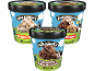 Tre glasspaket: Cookie Dough, Half Baked och Chocolate Fudge Brownie.