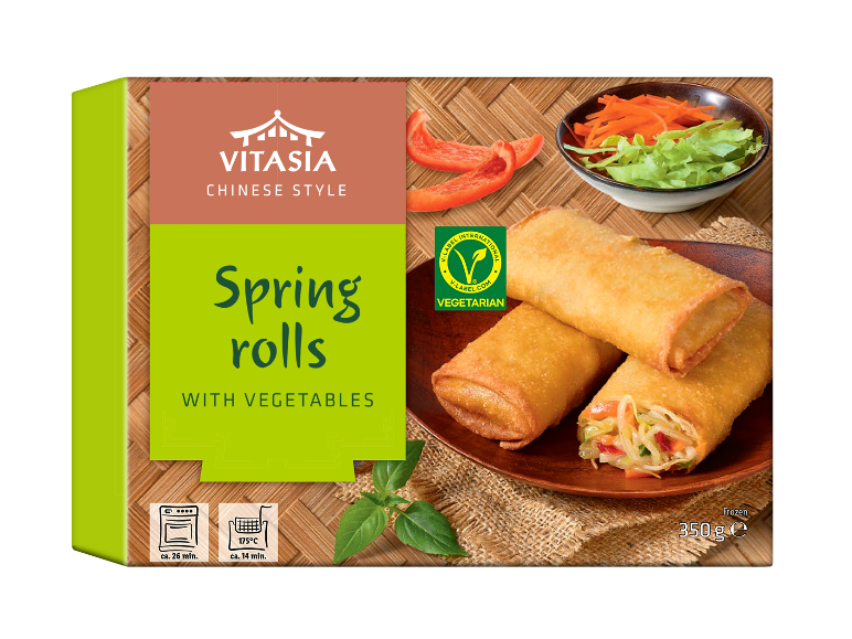 Kinesiska vegetariska vårrullar, frysta, 350 g.