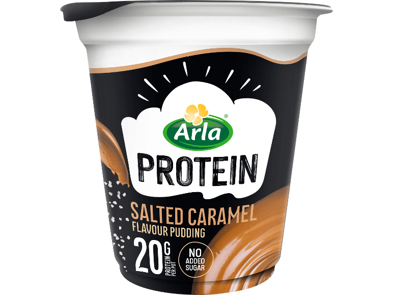 Salt karamellpudding, 20g protein, inget tillsatt socker.
