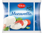Italiensk mozzarella-förpackning med tomatskivor och basilika.