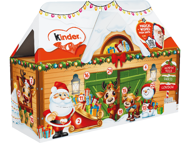 Kinder adventskalender i form av ett hus