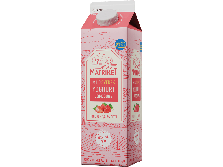 Matriket mild svensk jordgubbsyoghurt, 1000 g