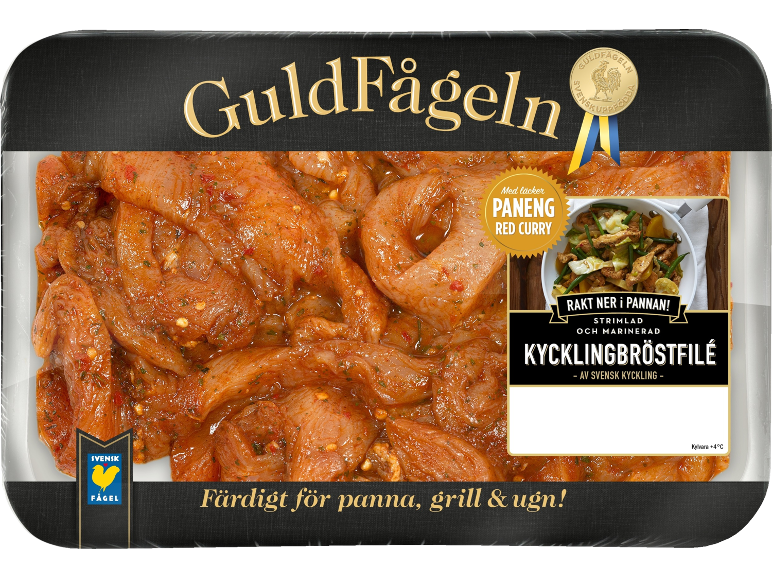 Marinerade kycklingbröstfiléer med Panang röd curry, färdiga för panna, grill & ugn.