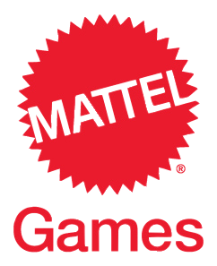 Röd stjärnformad logotyp med ordet 'MATTEL' och ordet 'Games' under.