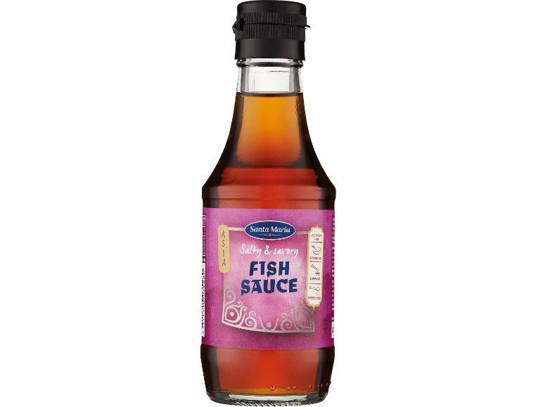 Flaska salt och smakrik fisksås, perfekt för matlagning, dipp och dressingar.