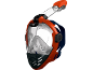 Orange helmask för snorkling med snorkel.