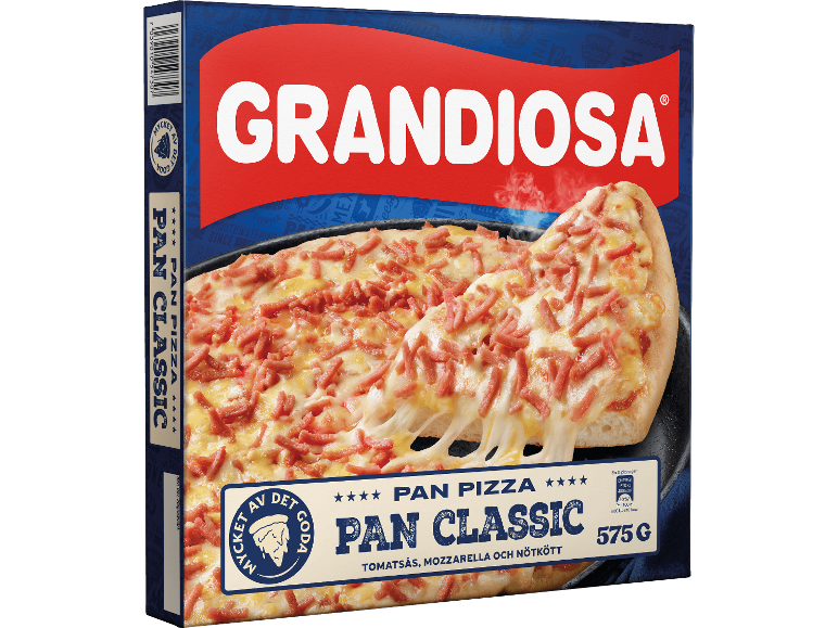 Fryst panpizza med tomatsås, mozzarella och nötkött, 575g.